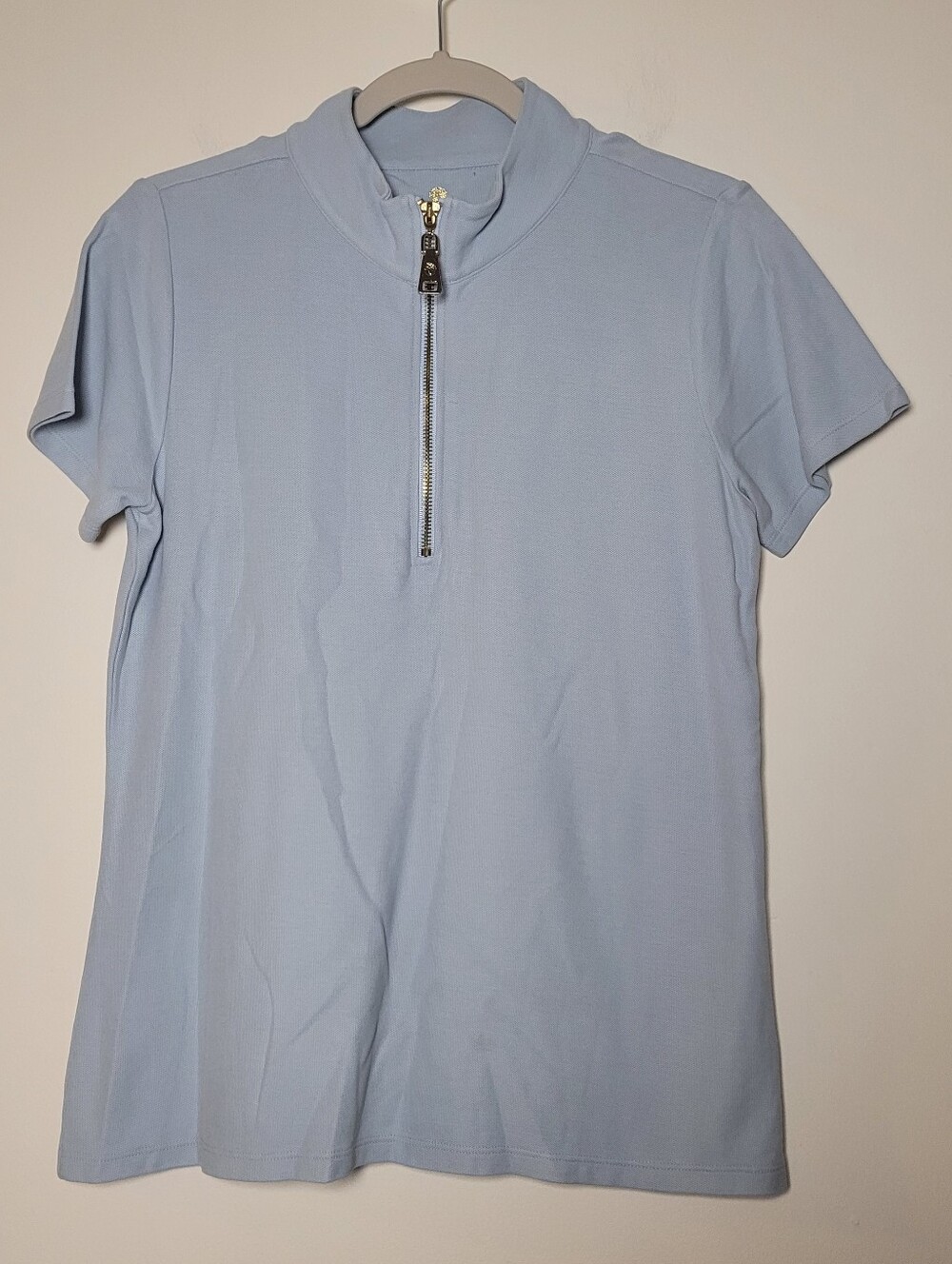 Spartina 449 Women's Quarter Zip Polo Shirt M Blue Short Sleeve Golf Cotton